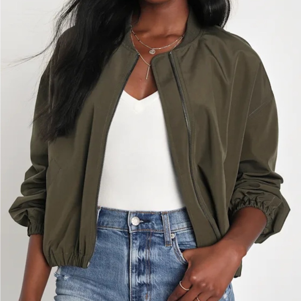 Lulu's Olive Green Bomber Jacket for Women